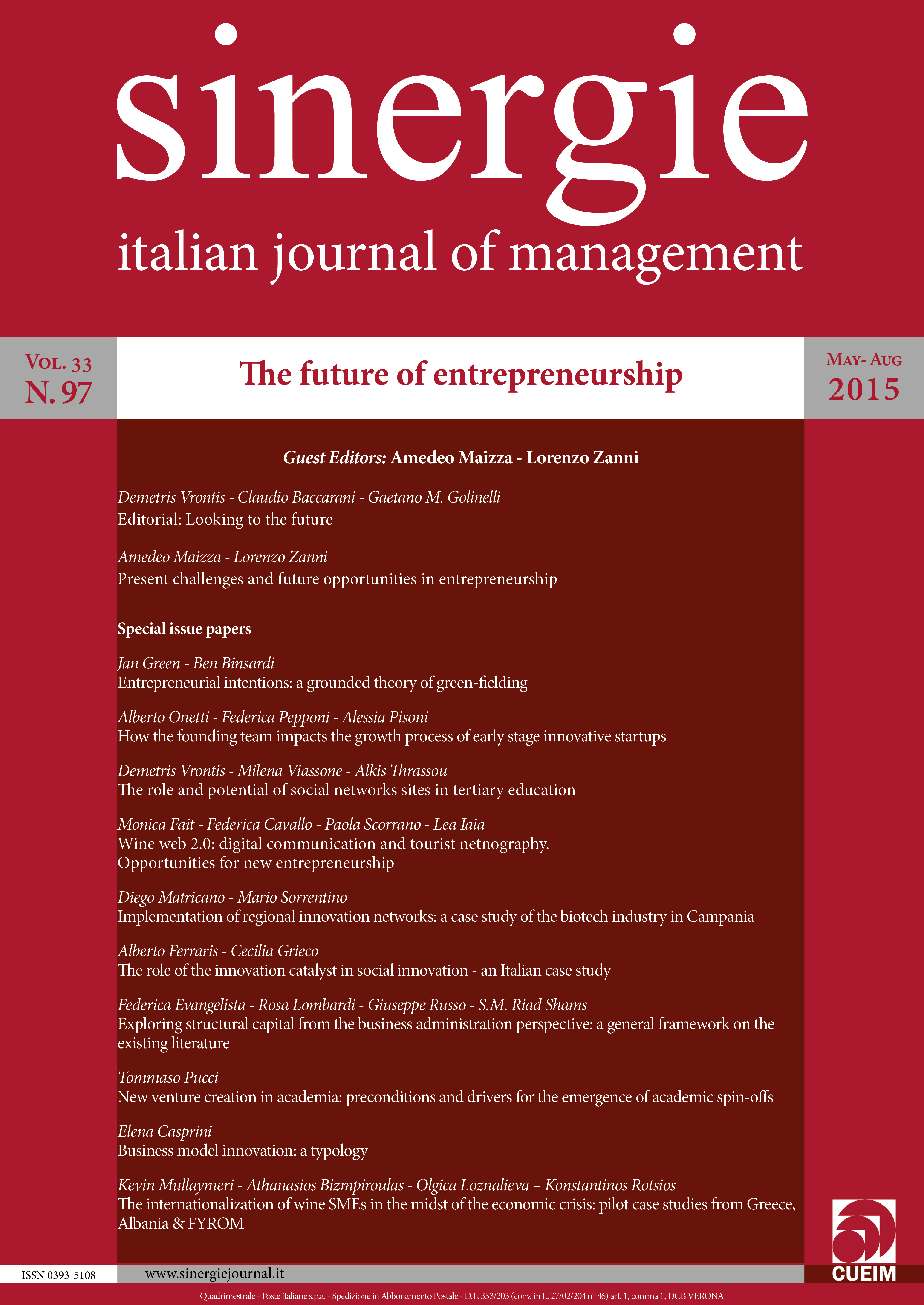 					View Vol. 33 No. May-Aug (2015): The future of entrepreneurship
				