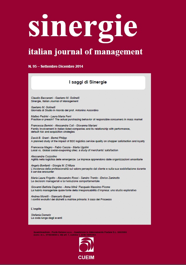 					View Vol. 32 No. Sep-Dec (2014): I saggi di Sinergie (The papers of Sinergie)
				