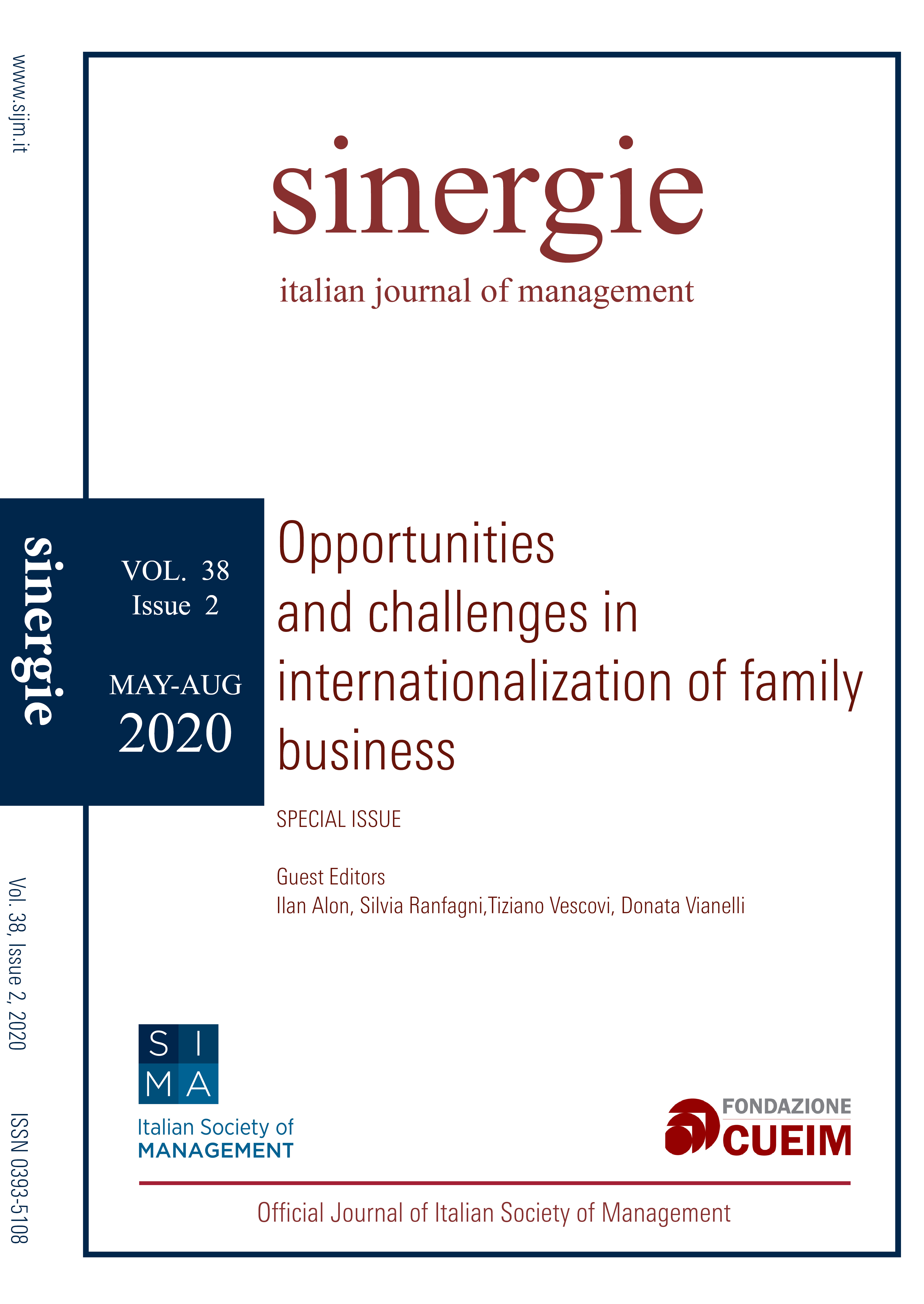 					View Vol. 38 No. 2 (2020): Opportunities and challenges in internationalization of family business
				