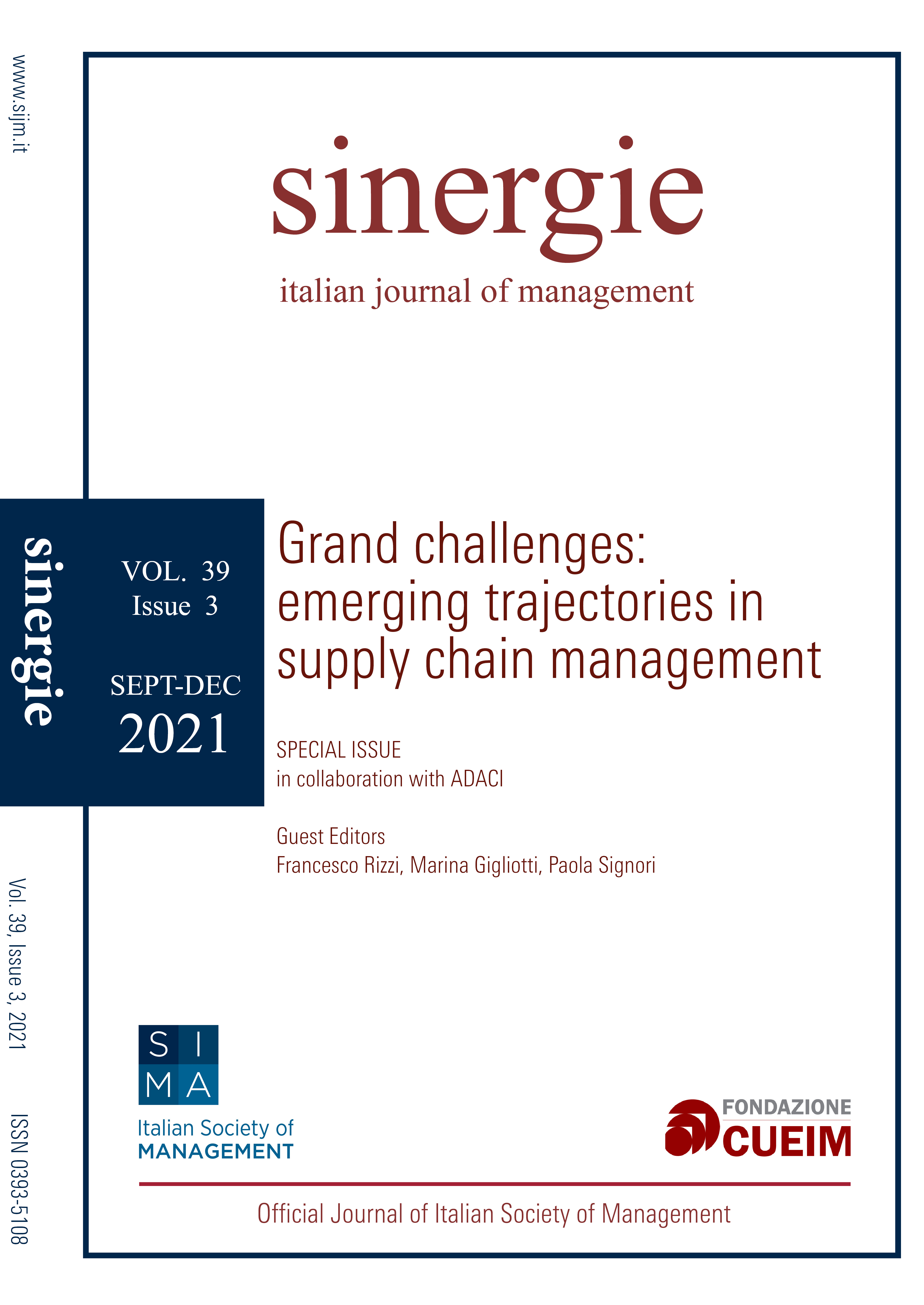 					View Vol. 39 No. 3 (2021): Grand challenges: emerging trajectories in supply chain management
				