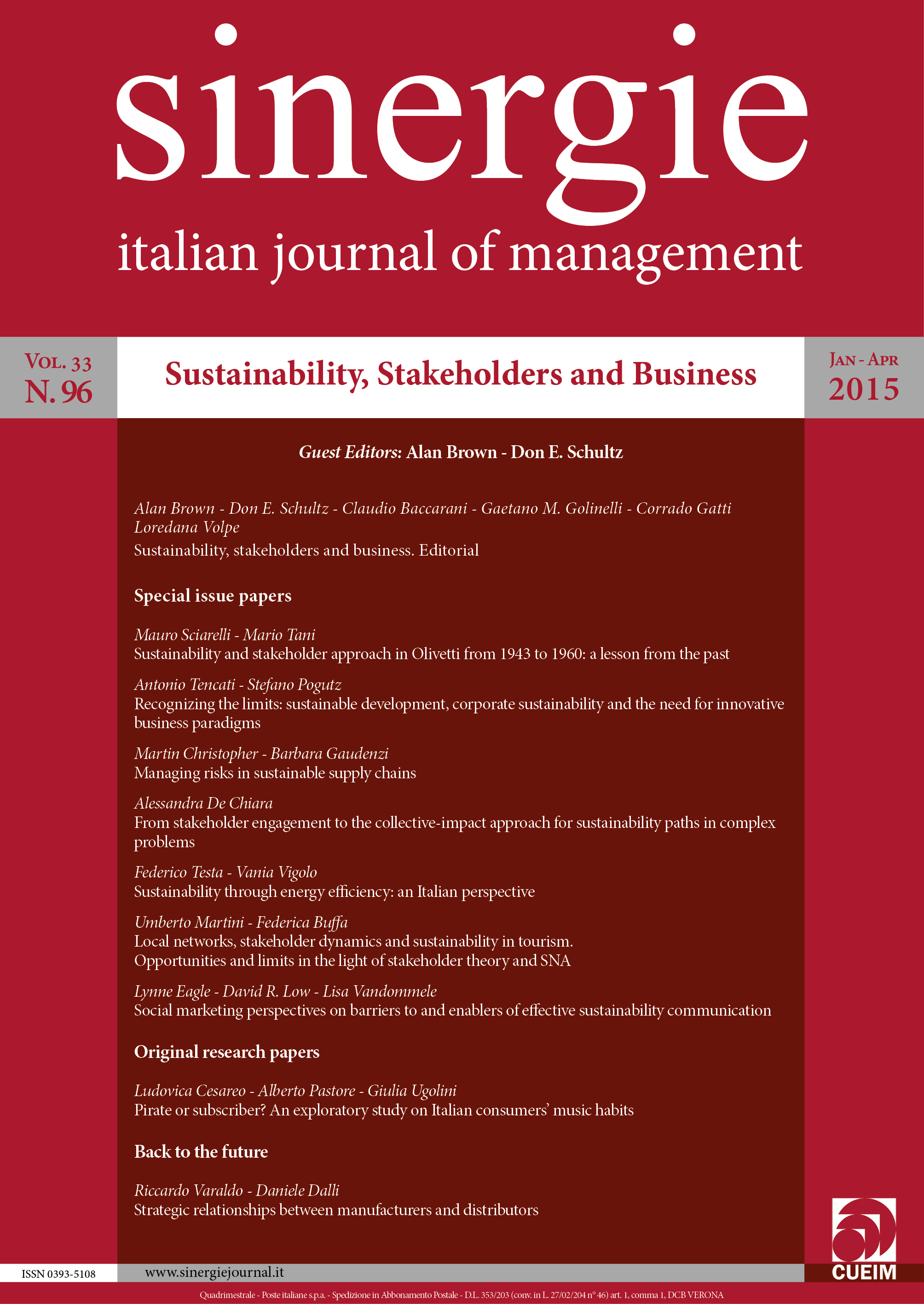 					View Vol. 33 No. Jan-Apr (2015): Sustainability, stakeholders and business
				